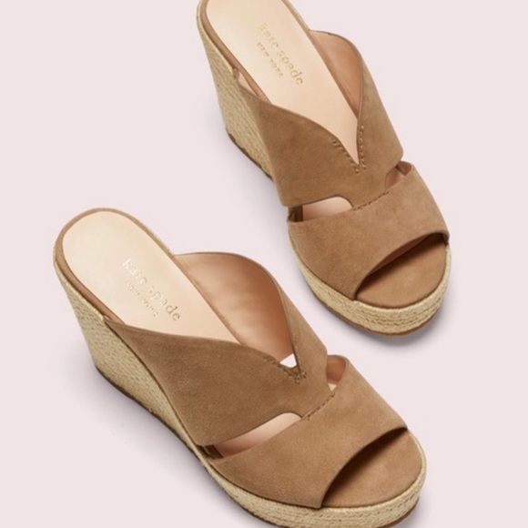 kate spade Shoes - Kate Spade Tropez Wedges Sandals Tan Almond 9